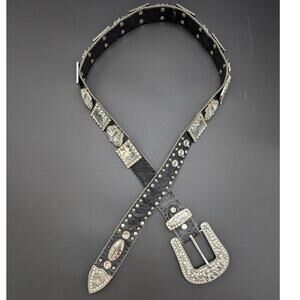 Wholesale Atlas Belt Womens Large Ostrich Crystal Cross Western Cowgirl Bling